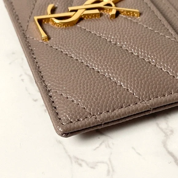 ❌SOLD❌ Saint Laurent YSL Card Holder Dusty Beige Grain de Poudre - Picture 8 of 16